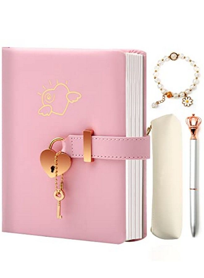 Diary With Lock For Girls Ages 812 Kids Journals For Writing 296 Ruled Pages Notebook Journal With Lock Box Set Includes Leather Journal Notebook Combination Lock Pen Holder Bracelet & Crown Pen