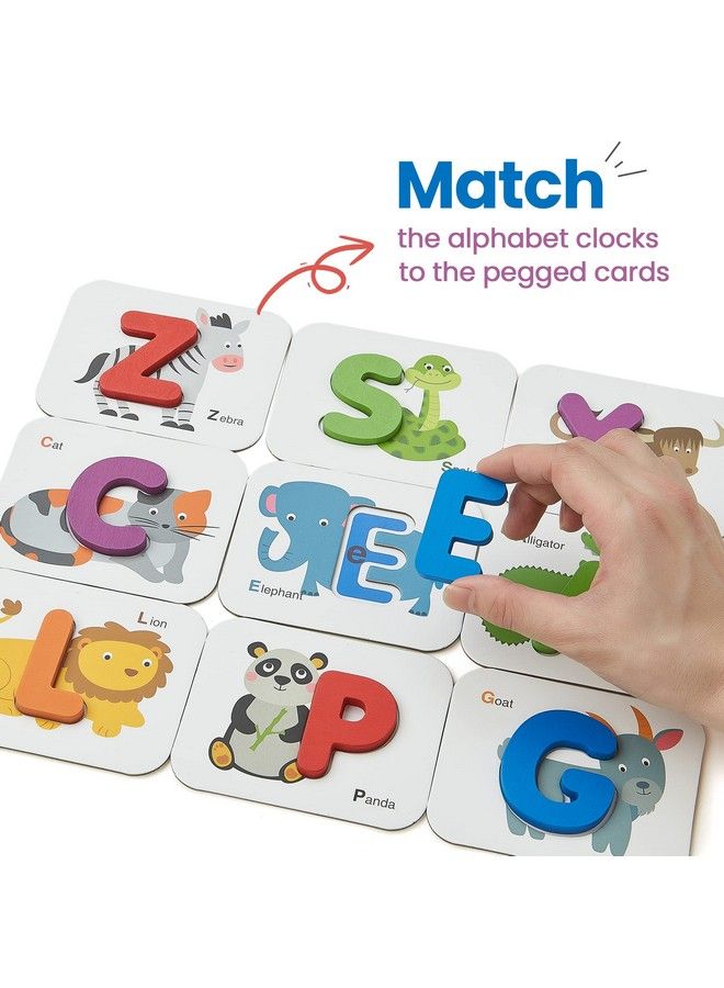 Alphabet Number Flash Cards Wooden Letter Puzzle Abc Sight Words Match Games Animal Counting Board Preschool Educational Montessori Toys For Toddlers Boys Girls 3+ Years (36 Cards& 37 Block)