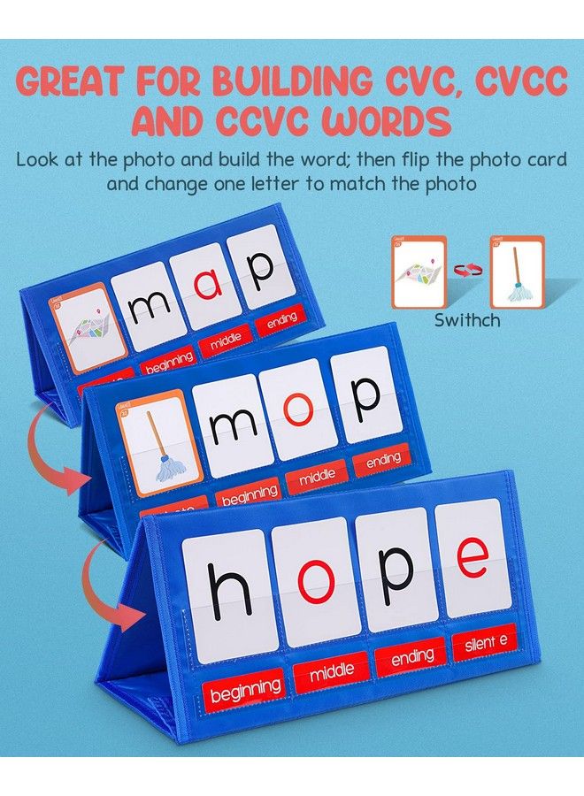 Word Building Desktop Pocket Chart Tent Cards Kit Cvc Words Phonics Games Blending Board For Kindergarten Reading And Spelling