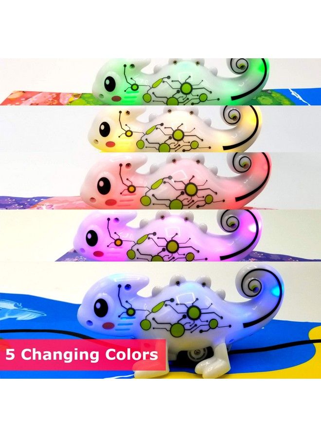 Kool Kreepers Color Tracer Chameleon. Inductive Steam Toy For 3+ Year Old Girls & Boys. Follow Line + 5 Led Changing Colors / Sounds Lizard Toy For Kids