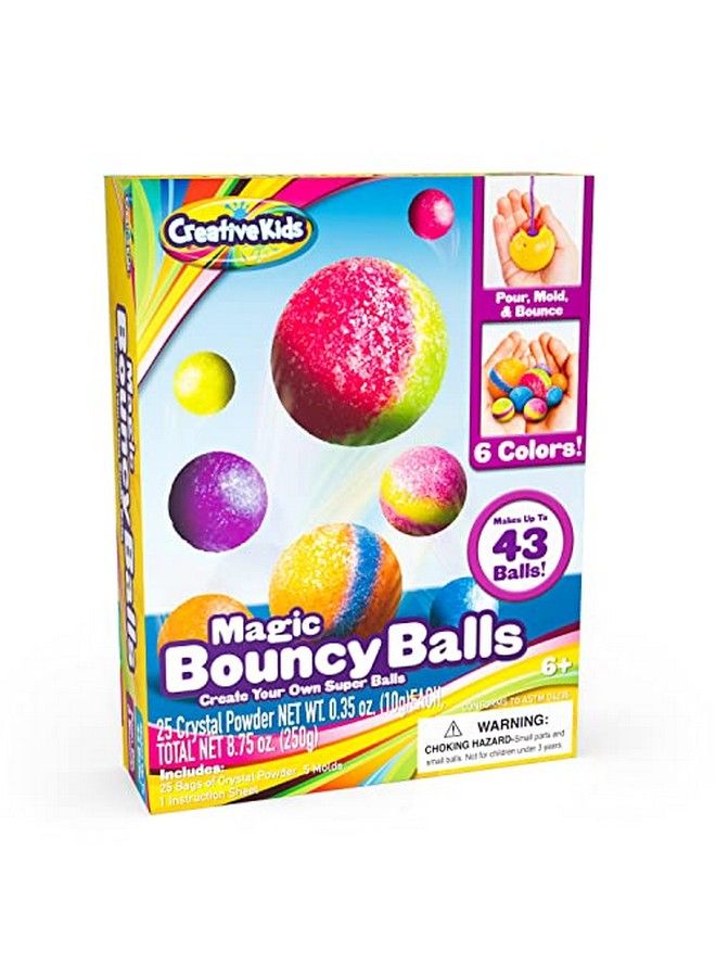 Diy Magic Bouncy Balls Create Your Own Crystal Powder Craft Kit For Includes 25 Bags Of Multicolored & 5 Molds Makes Up To 43