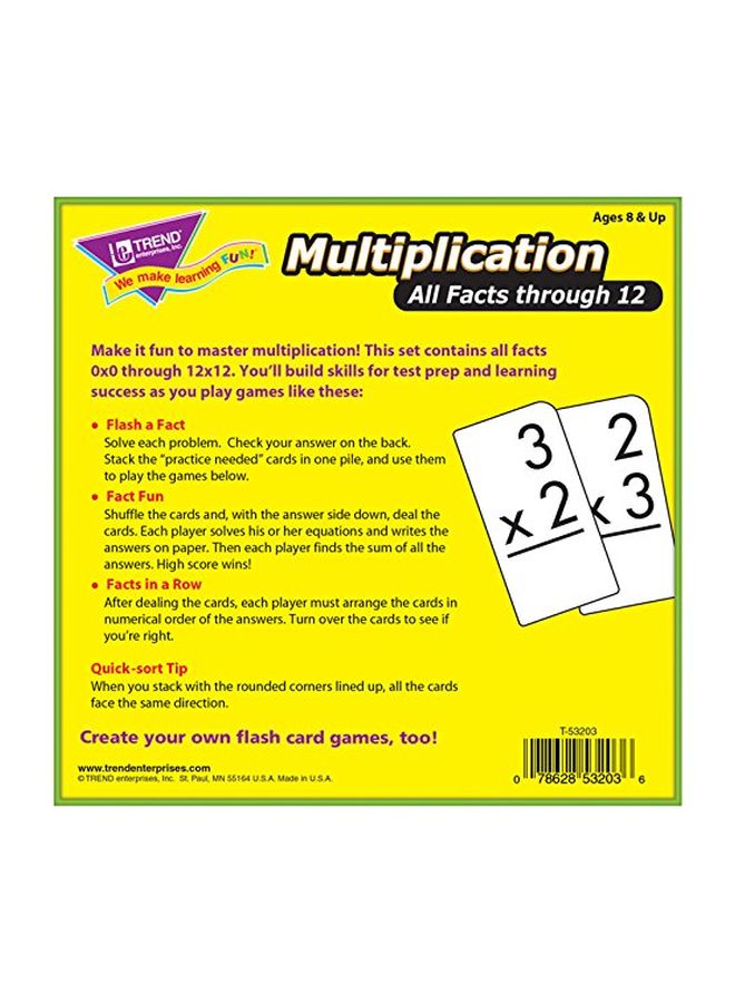 169-Piece Multiplication All Facts Through 12 Flash Card Set T53203