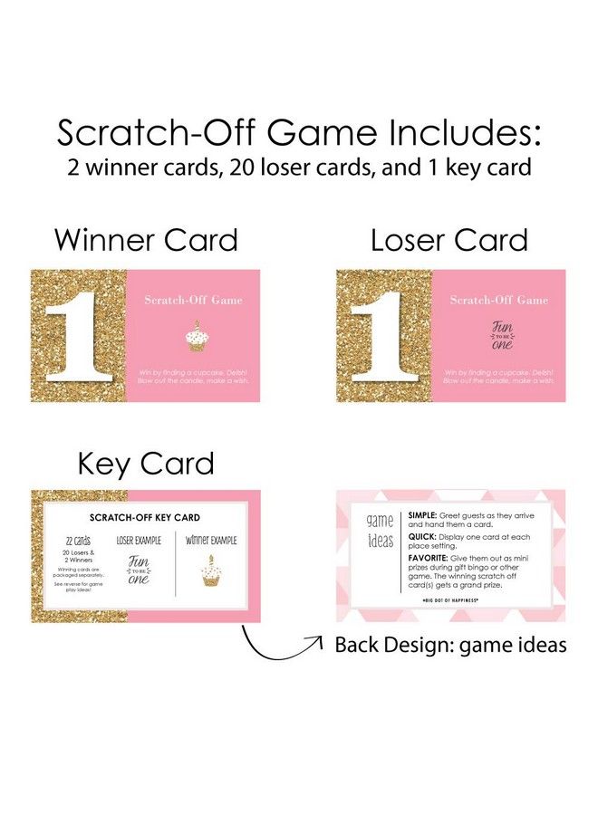 1St Birthday Girl Fun To Be One First Birthday Party Game Scratch Off Cards 22 Count