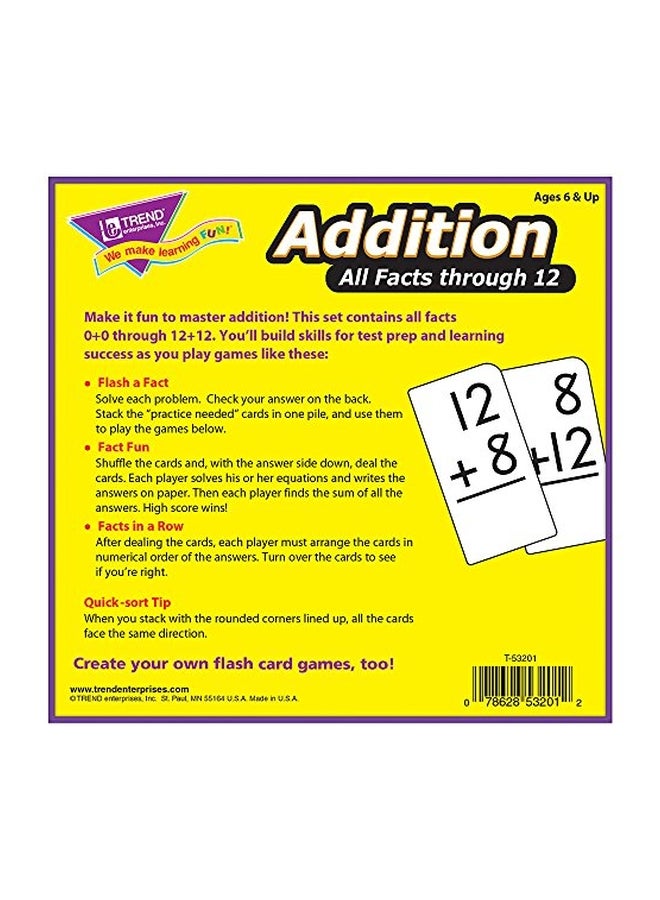 Addition All Facts Through 12 Flash Cards T53201