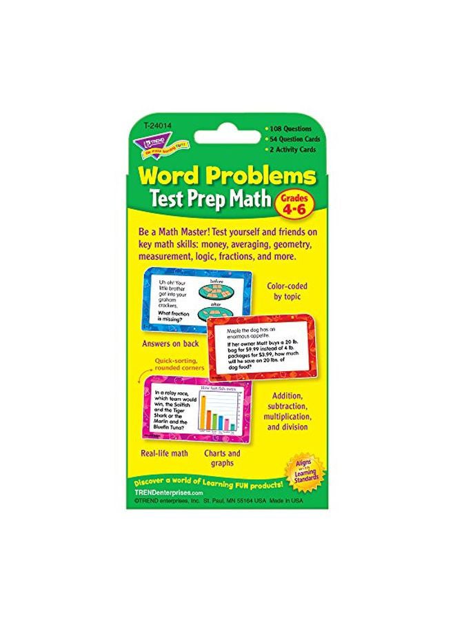 Word Problems Test Paper Math Grades 4-6 Flash Card