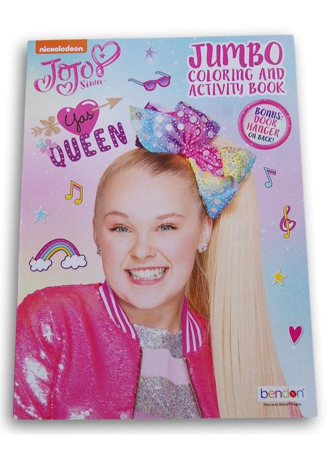 Jojo Siwa ''Yas Queen'' Coloring And Activity Book With Bonus Door Hanger On Back 80 Pages