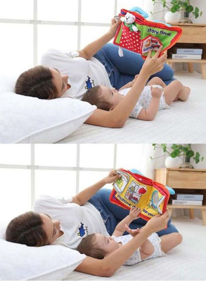 Cartoon Pattern Cloth Book With Plush Bear 25x19x4cm