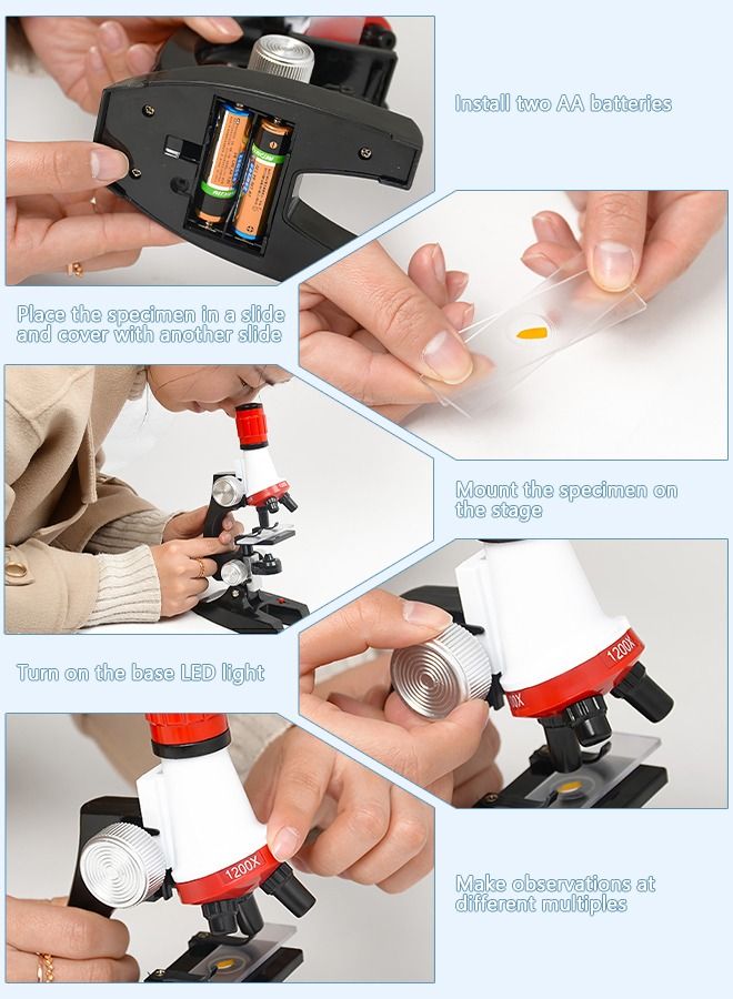 GROIC Kid Microscope Science Kits 100 400 1200 Conversion Magnification Toy Educational Tools