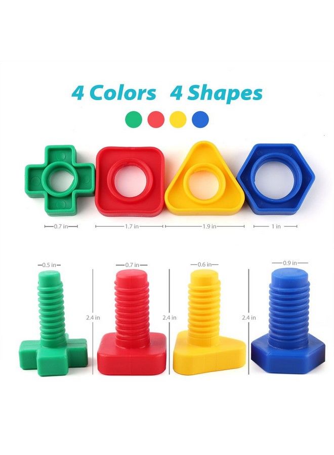 Jumbo Nuts And Bolts Fine Motor Skills 24Pcs Occupational Therapy Toddler Toys Shapes And Colors Matching Toys Montessori Building Construction Matching Game With Storage Box For Toddlers Baby