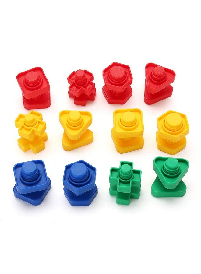 Jumbo Nuts And Bolts Fine Motor Skills 24Pcs Occupational Therapy Toddler Toys Shapes And Colors Matching Toys Montessori Building Construction Matching Game With Storage Box For Toddlers Baby