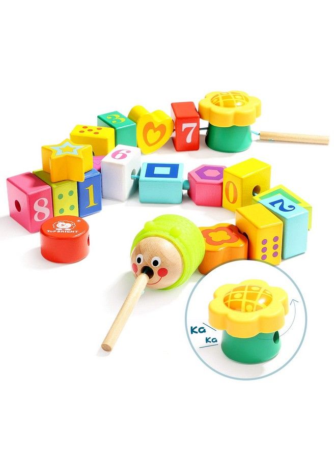 Wooden Lacing Beads For Toddlers Kids Fine Motor Skills Montessori Toys For 2 Year Old Girls Boys Threading Toys For Two Year Old Girl Birthday Gifts
