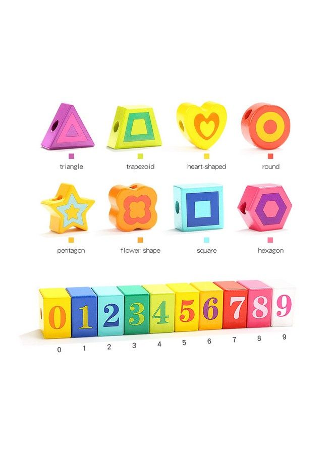 Wooden Lacing Beads For Toddlers Kids Fine Motor Skills Montessori Toys For 2 Year Old Girls Boys Threading Toys For Two Year Old Girl Birthday Gifts