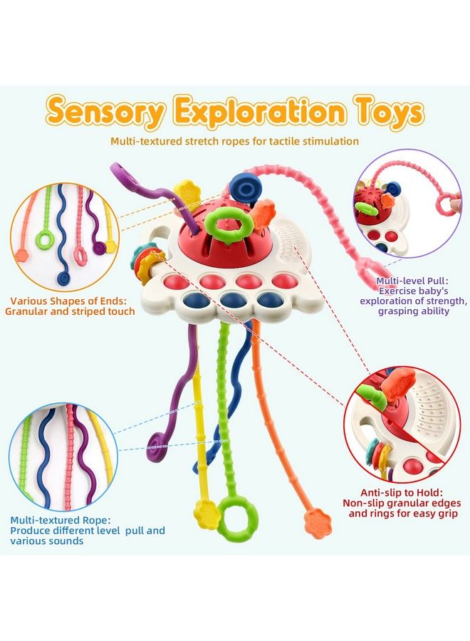 Sensory Montessori Baby Toys 6 To 12 Months Toddler Travel Toys For 1 2 Year Old Boy Girl Birthday Gifts Soft Pull String Fidget Educational Learning Bath Toys For 9 10 18 Months Infant