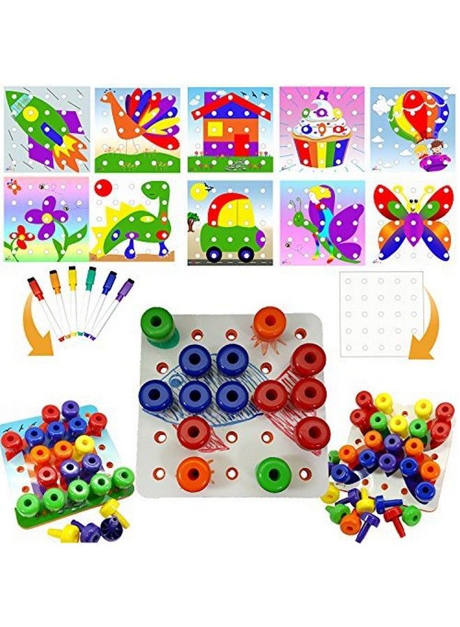 Diy Designs Double Sided White Board Pattern Card With 6 Dry Erase Pens Color Sorting Peg Board Pattern Cards Creative Kit For Pegboard Stacking Toys For Occupational Therapy For Toddlers