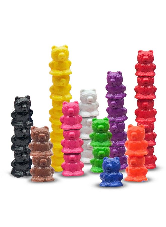 Rainbow Sorting And Stacking Bears 50 Piece Set Animal Stacking Game Fun Family Game For Kids & Adults Color Sorting Matching Counting Bearas Toys Stackable Building Bocks For Ages 6+