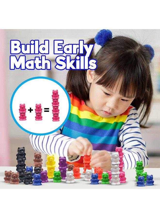 Rainbow Sorting And Stacking Bears 50 Piece Set Animal Stacking Game Fun Family Game For Kids & Adults Color Sorting Matching Counting Bearas Toys Stackable Building Bocks For Ages 6+