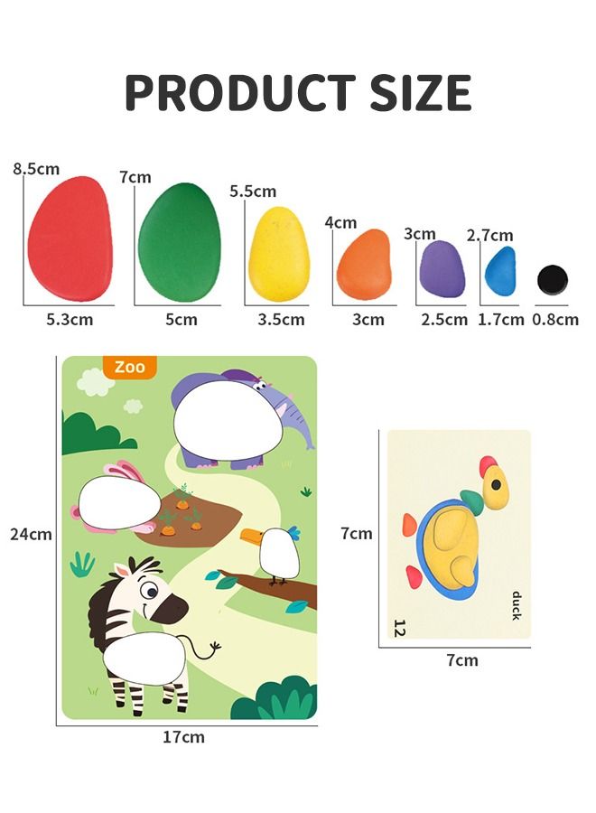 78 PCs Sorting Stacking Rocks Toys Colorful Balance Stones Game Montessori Jigsaw Puzzle with 40 Pcs Cards Pebbles Building Blocks Set for Preschool Educational Learning