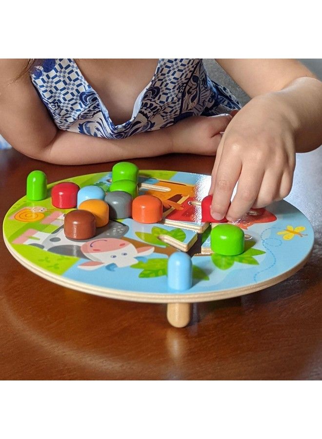 Motor Skills Board On The Farm Double Sided Wooden Color And Shape Recognition Fun Ages 1 +