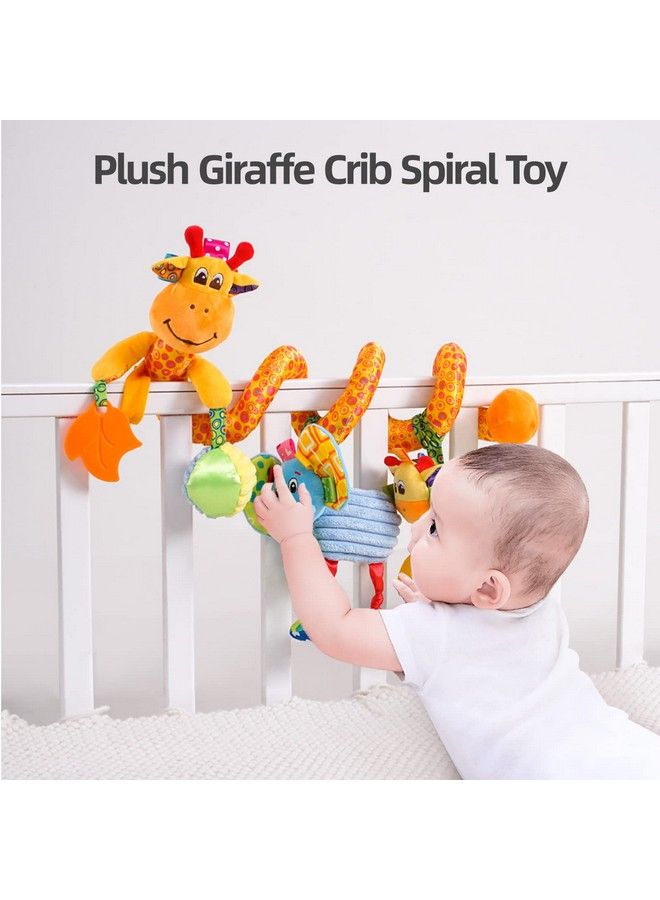 Baby Car Seat Stroller Toys Plush Activity Hanging Spiral Activity Pram Crib With Music Box Rattles Squeaker For Babies Infant Boys Girls(Giraffe)