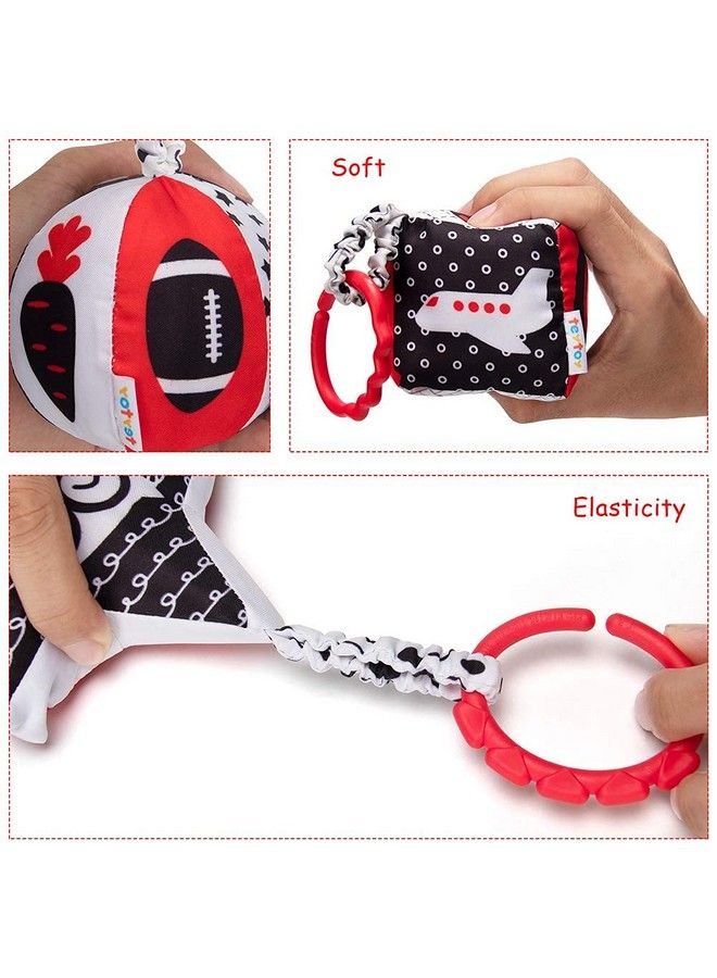 High Contrast Baby Stroller Toy Black And White Infant Pattern Toys With Rattle Easy Clip Hanging Toys Stroller Crib Carseat Toy Newborn Baby Toys For 0 3 6 9 12 Month