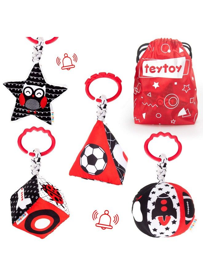 High Contrast Baby Stroller Toy Black And White Infant Pattern Toys With Rattle Easy Clip Hanging Toys Stroller Crib Carseat Toy Newborn Baby Toys For 0 3 6 9 12 Month