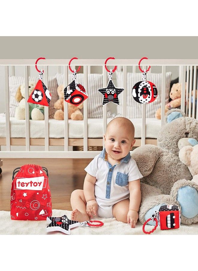 High Contrast Baby Stroller Toy Black And White Infant Pattern Toys With Rattle Easy Clip Hanging Toys Stroller Crib Carseat Toy Newborn Baby Toys For 0 3 6 9 12 Month