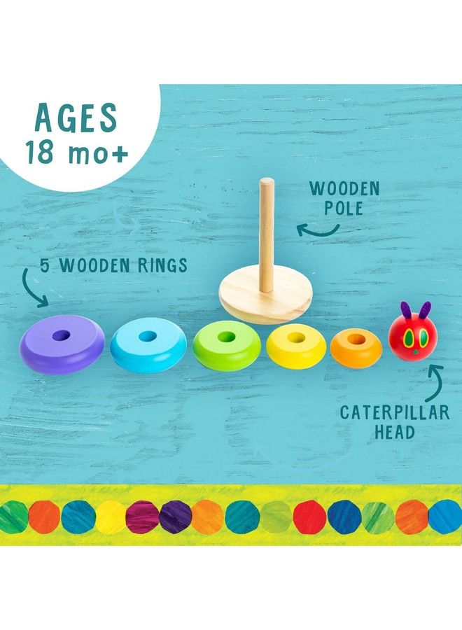 World Of Eric Carle The Very Hungry Caterpillar Wooden Stacker With Colorful Rainbow Rings 7 Inch Stacking Solid Wood Educational Developmental Toy Sorting And Stacking Multicolor