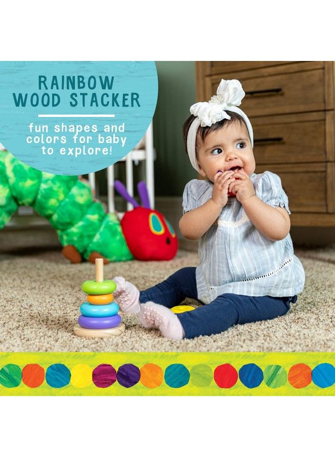 World Of Eric Carle The Very Hungry Caterpillar Wooden Stacker With Colorful Rainbow Rings 7 Inch Stacking Solid Wood Educational Developmental Toy Sorting And Stacking Multicolor