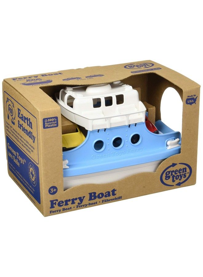 Ferry Boat Blue/White Cb Pretend Play Motor Skills Kids Bath Toy Floating Vehicle. No Bpa Phthalates Pvc. Dishwasher Safe Recycled Plastic Made In Usa.