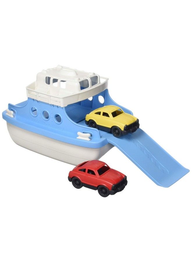 Ferry Boat Blue/White Cb Pretend Play Motor Skills Kids Bath Toy Floating Vehicle. No Bpa Phthalates Pvc. Dishwasher Safe Recycled Plastic Made In Usa.