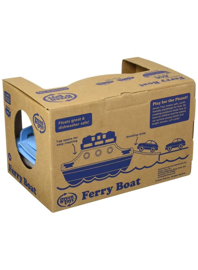 Ferry Boat Blue/White Cb Pretend Play Motor Skills Kids Bath Toy Floating Vehicle. No Bpa Phthalates Pvc. Dishwasher Safe Recycled Plastic Made In Usa.