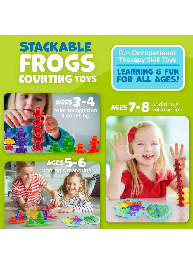 Frogs Stacking Toys With Matching Lily Pad Counters 67 Piece Set Counting Toys For Toddlers Preschool Activities Color Sorting Stacking Toddler Toy Kids Math Manipulatives Includes Ebook