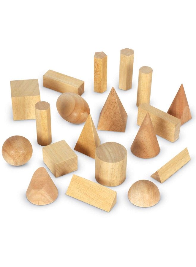 Wood Geometric Solids Kids Wooden Shapes Montessori Toys Set Of 19 Ages 9+