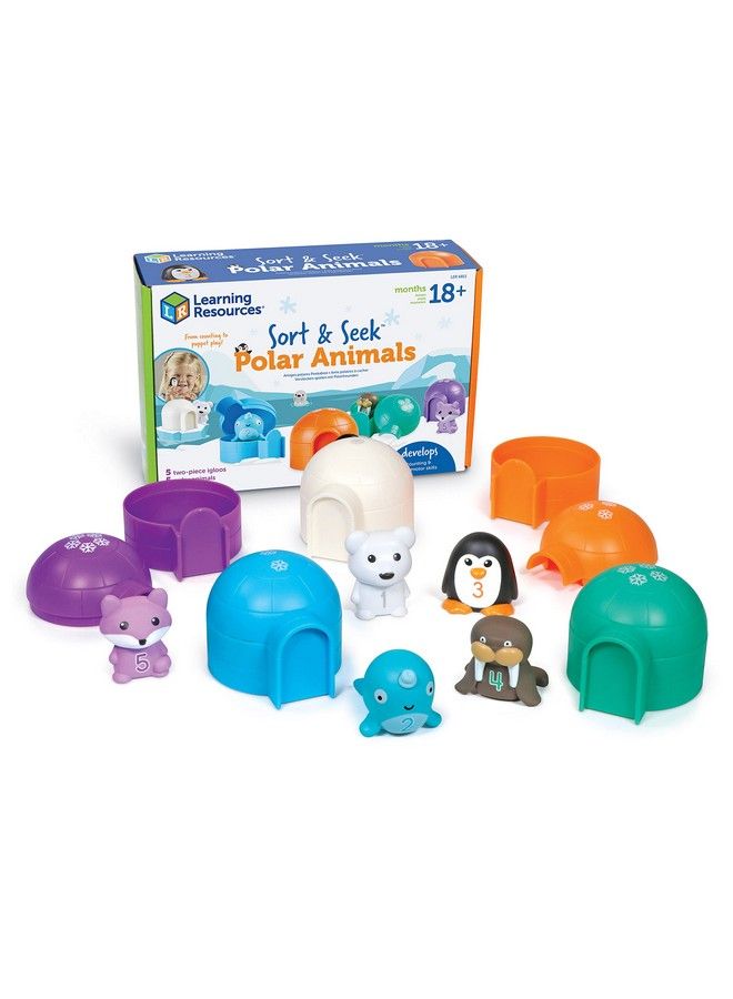 Sort & Seek Polar Animals Toddler Activities Educational Toy Set Color Teaching Toys 15 Pieces Age 18 Months+ Gifts For Boys And Girls