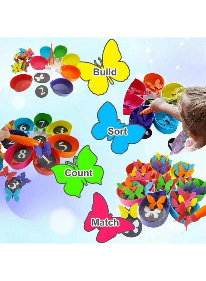 Butterfly Color Sorting Toys 75 Piece Set Counting Toddler Toys Montessori Learning Activities For Toddlers & Preschool Educational Math Games Educational Toys For Kids 2+ Includes Ebook