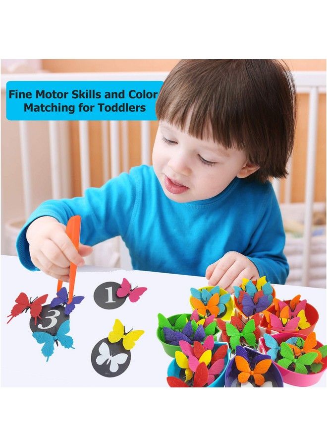 Butterfly Color Sorting Toys 75 Piece Set Counting Toddler Toys Montessori Learning Activities For Toddlers & Preschool Educational Math Games Educational Toys For Kids 2+ Includes Ebook