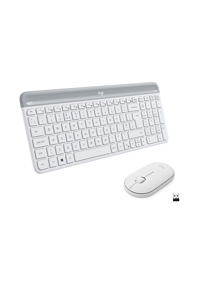 MK470 Slim Wireless Keyboard & Mouse Combo Unifying USB-Receiver, Low Profile, Whisper-Quiet, Long Battery Life Off, EN Layout Off-White