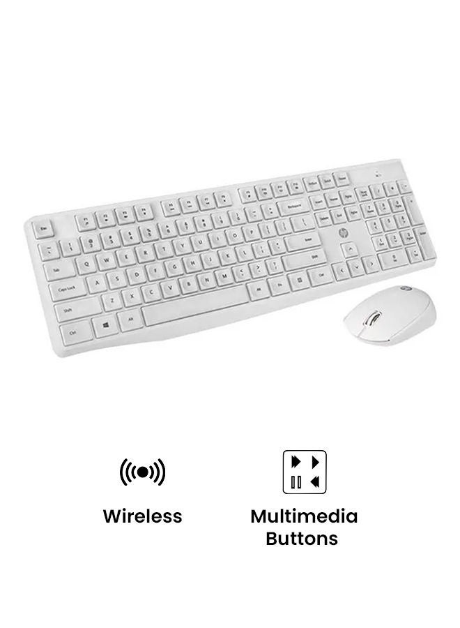 Wireless Keyboard and Mouse Combo, 2.4 GHz Wireless Connection, Professional Optical Sensor, Optimized Keys, CS10 White