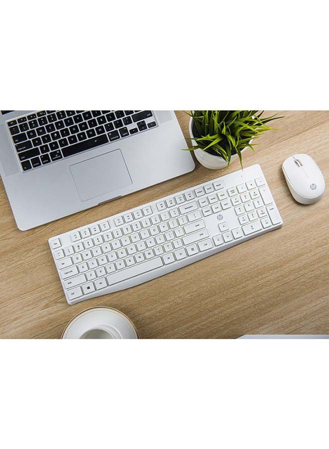 Wireless Keyboard and Mouse Combo, 2.4 GHz Wireless Connection, Professional Optical Sensor, Optimized Keys, CS10 White