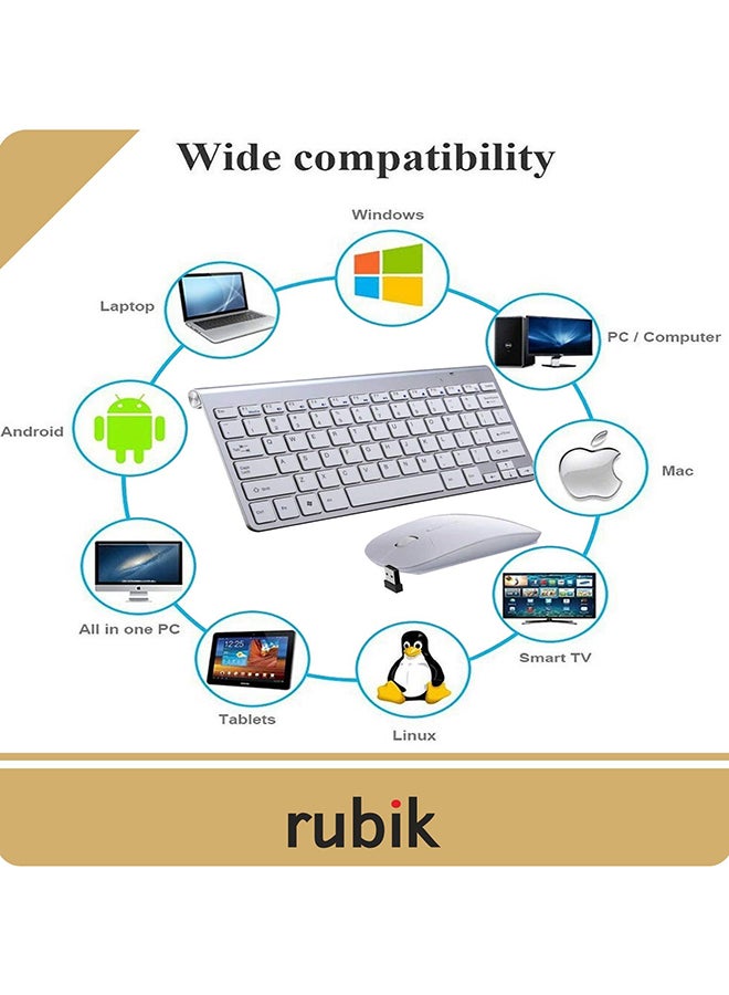 2.4Ghz Wireless Keyboard And Mouse Set Silver