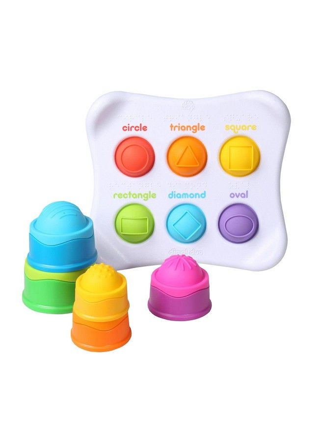 Dimpl Duo Bundle Silicone Popper Toy And Baby Stacking Cups Set Bpa Free Baby Toys Includes Zippered Storage Activity Bag