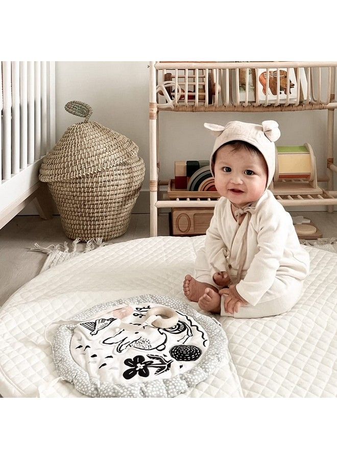 Organic Activity Pad High Contrast Tummy Time Play Mat With 4 Interactive Activities Soft Sensory Toys For Babies Visual & Motor Skill Development Toy (Meadow)