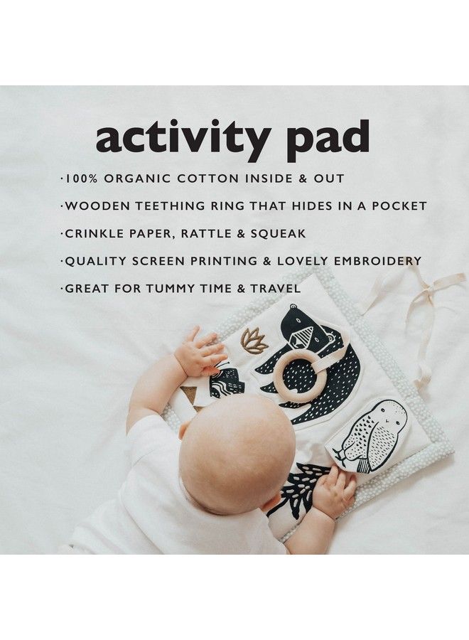 Organic Activity Pad High Contrast Tummy Time Play Mat With 4 Interactive Activities Soft Sensory Toys For Babies Visual & Motor Skill Development Toy (Meadow)