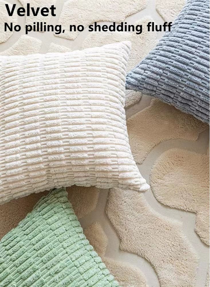 4-Piece Throw Pillow Case Cushion Cover Velvet Beige 45 x 45 Centimeter
