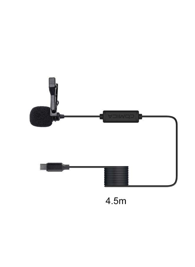 CVM-V01SP(UC) Lavalier Microphone Clip-on Omnidirectional Mic Super Shielding For Type-C Interface Black