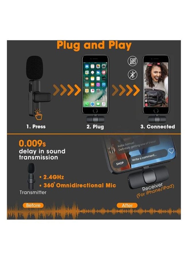 Auto-syncs Clip-on Wireless Lavalier Microphone for iPhone MIC001 Black