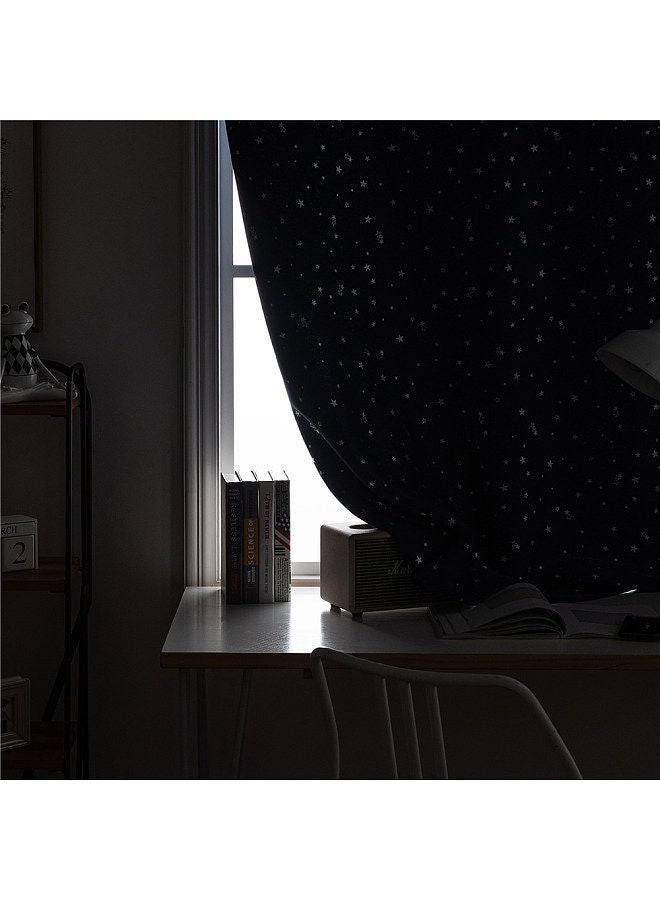 1PC Curtain Home Hot Silver Stars Blackout Double Sided Velcro Curtain Fabric Home Decoration for Living Room Bedroom