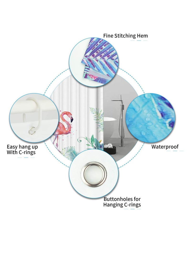 Shower Curtains, Multifunctional Decorations Shower Curtain Waterproof Bathroom Shower Curtain with 12 Hook , Durable Waterproof Bath Curtain
