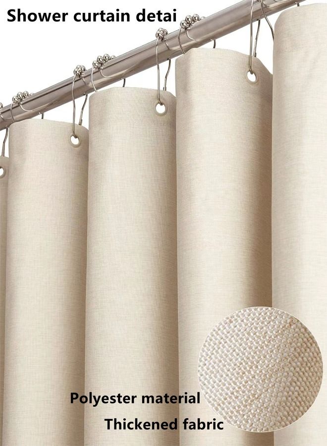 1-Piece Modern Simple Waterproof Polyester Shower Curtain Beige 180 x 180 Centimeter