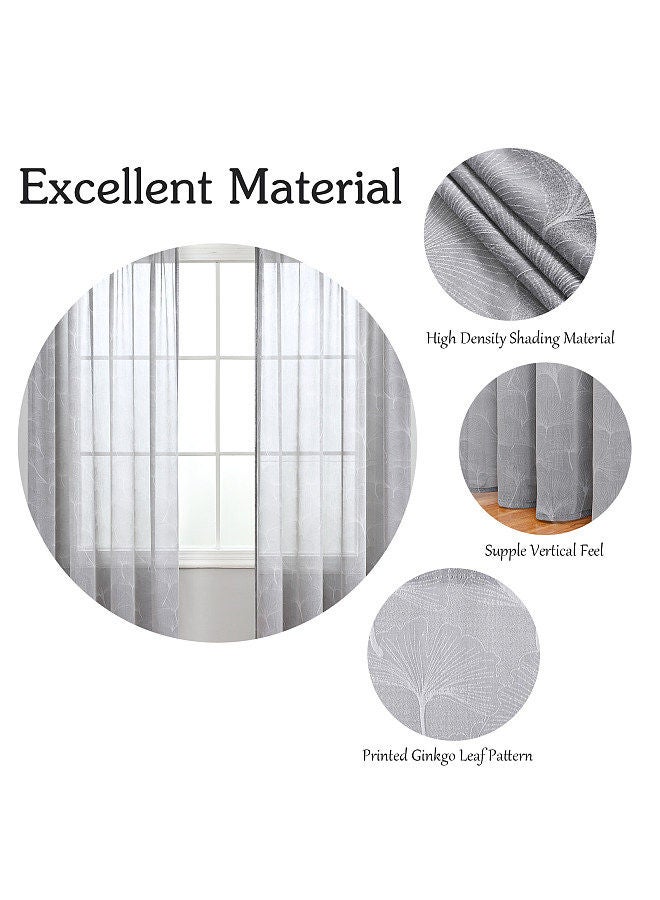1PC Curtain Home Modern Simple Printing Ginkgo Biloba 100cm * 250cm Breathable Shading UV Protection Bedroom Living Room Balcony Curtains